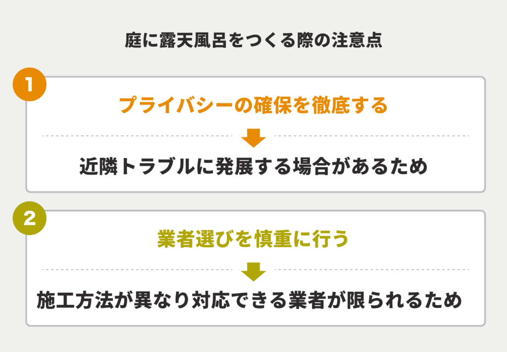 庭に露天風呂をつくる際の注意点